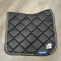 Satin Quilt Dressage Saddle Pad *vgc, clean, hairy, cut tabs, embroidered, mnr seam pulls

