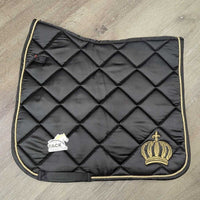 Satin Quilt Dressage Saddle Pad *vgc, clean, hairy, cut tabs, embroidered, mnr seam pulls
