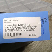 Thicl Quilt Dressage Saddle Pad *vgc, clean, hairy, edge frays, rubs & pills, seam puckers
