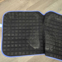 Satin Quilt Dressage Pad, set of 4 Polos, bag *vgc, clean, cut tabs, hair, mnr residue, rubs, v. mnr stains
