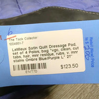 Satin Quilt Dressage Pad, set of 4 Polos, bag *vgc, clean, cut tabs, hair, mnr residue, rubs, v. mnr stains
