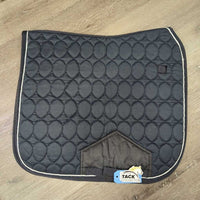Thin Quilt Dressage Saddle Pad, 2x piping *gc, clean, v.hairy, mnr snags, cut tabs, seam pulls
