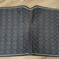 Thin Quilt Dressage Saddle Pad, 2x piping *gc, clean, v.hairy, mnr snags, cut tabs, seam pulls
