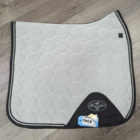 Thick Quilt Dressage Saddle Pad, 2x Piping *vgc/xc, clean, mnr hair, puckers, cut tabs
