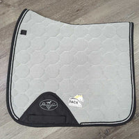Thick Quilt Dressage Saddle Pad, 2x Piping *vgc/xc, clean, mnr hair, puckers, cut tabs
