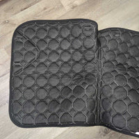 Thick Quilt Dressage Saddle Pad, 2x Piping *vgc/xc, clean, mnr hair, puckers, cut tabs
