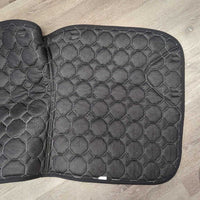 Thick Quilt Dressage Saddle Pad, 2x Piping *vgc/xc, clean, mnr hair, puckers, cut tabs
