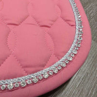 Quilt Dressage Pad, piping, bling, Faux Fur Bell Boots, 4 Polo Wraps, Bag *vgc, clean, hair, mnr dirt, stains, rubs, threads, cut tabs
