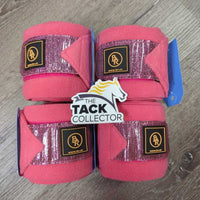 Quilt Dressage Pad, piping, bling, Faux Fur Bell Boots, 4 Polo Wraps, Bag *vgc, clean, hair, mnr dirt, stains, rubs, threads, cut tabs
