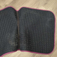 Suede Quilt Dressage Pad, Front & Hind Closed Boot Set *vgc, clean, cut tabs, hair, mnr dirt, rubs, v. mnr holey edges
