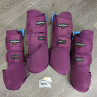 Suede Quilt Dressage Pad, Front & Hind Closed Boot Set *vgc, clean, cut tabs, hair, mnr dirt, rubs, v. mnr holey edges
