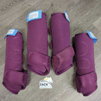 Suede Quilt Dressage Pad, Front & Hind Closed Boot Set *vgc, clean, cut tabs, hair, mnr dirt, rubs, v. mnr holey edges
