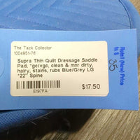 Thin Quilt Dressage Saddle Pad, *gc/vgc, clean & mnr dirty, hairy, stains, rubs
