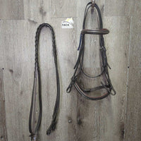 Rsd/FS Padded Bridle, Rsd/FS Braided Reins *xc//vgc, clean, mnr rubs, edge scrapes & scuffs, tight keeper
