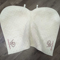 Quilt Cotton/Terry Cloth Jumper, "breederdirect.net" *gc, clean, older, mnr stains, dingy, puckers, rubs, hair
