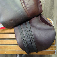 17 XW *6.5" Stubben Edelweiss Close Contact Saddle, Green Fleece Cover, Wool Flocking, Med Front Blocks, Flaps: 14.25"L x 12.5W *No Serial #
