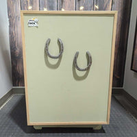 Custom Wood Tack Trunk, saddle holder, horseshoes, wheels *vgc, clean
