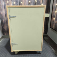 Custom Wood Tack Trunk, saddle holder, horseshoes, wheels *vgc, clean
