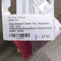 Dog Dessert Chew Toy, Squeaker, Tag, *new
