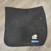 Thick Quilt Dressage Saddle Pad *gc/fair, clean & dirty, holey edges, older, faded, v.hairy, cut tabs & tags
