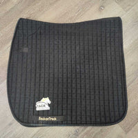 Thick Quilt Dressage Saddle Pad *gc/fair, clean & dirty, holey edges, older, faded, v.hairy, cut tabs & tags
