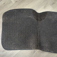 Thick Quilt Dressage Saddle Pad *gc/fair, clean & dirty, holey edges, older, faded, v.hairy, cut tabs & tags
