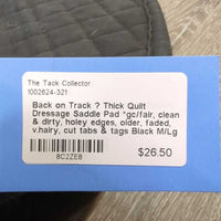 Thick Quilt Dressage Saddle Pad *gc/fair, clean & dirty, holey edges, older, faded, v.hairy, cut tabs & tags
