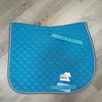 Thick Quilt Jumper Saddle Pad, Tabs,*gc, clean & dirty, mnr faded, hairy, edge rubs, residue?dirt, stains
