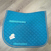 Thick Quilt Jumper Saddle Pad, Tabs,*gc, clean & dirty, mnr faded, hairy, edge rubs, residue?dirt, stains
