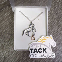 Horse and Heart Dangling Necklace, Chain, Box, *new
