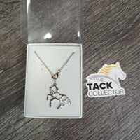 Horse and Heart Dangling Necklace, Chain, Box, *new
