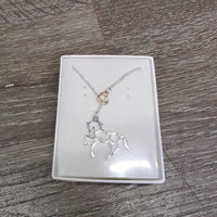 Horse and Heart Dangling Necklace, Chain, Box, *new
