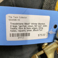 Med? Winter Blanket, 2 legs *gc/fair, clean, NO wpf, older, faded, torn & hole edges, lining holes, repairs, older

