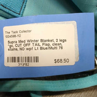 Med Winter Blanket, 2 legs *gc, CUT OFF TAIL Flap, clean, stains, NO wpf
