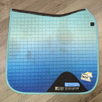 Satin Quilt Dressage Saddle Pad, Mesh Spine *gc/fair, stains, holey & stained edges, v.hairy, cut tabs, mnr snags, rubs
