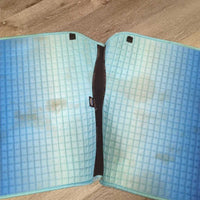 Satin Quilt Dressage Saddle Pad, Mesh Spine *gc/fair, stains, holey & stained edges, v.hairy, cut tabs, mnr snags, rubs
