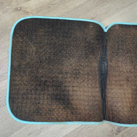 Satin Quilt Dressage Saddle Pad, Mesh Spine *gc/fair, stains, holey & stained edges, v.hairy, cut tabs, mnr snags, rubs
