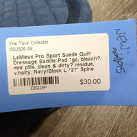 Suede Quilt Dressage Saddle Pad *gc, bleach?, mnr pills, clean & dirty? residue, v.hairy
