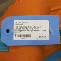 Dog Tidal Life Vest, Snaps, Handle, Tag, *new
