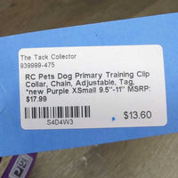Dog Primary Training Clip Collar, Chain, Adjustable, Tag, *new
