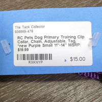 Dog Primary Training Clip Collar, Chain, Adjustable, Tag, *new
