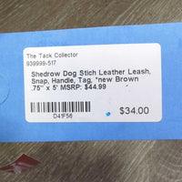 Dog Stich Leather Leash, Snap, Handle, Tag, *new
