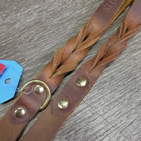 Dog Twisted Leather Leash, Snap, Handle, Tag, *new
