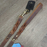 Dog Twisted Leather Leash, Snap, Handle, Tag, *new
