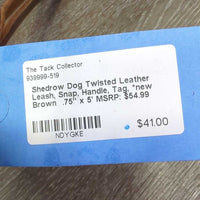 Dog Twisted Leather Leash, Snap, Handle, Tag, *new
