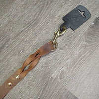 Dog Twisted Leather Leash, Snap, Handle, Tag, *new
