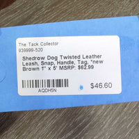 Dog Twisted Leather Leash, Snap, Handle, Tag, *new
