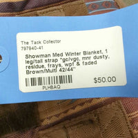 Med Winter Blanket, 1 leg/tail strap *gc/vgc, mnr dusty, residue, frays, wpf & faded
