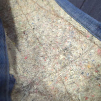 Felt Lined Hvy Cordura Closed Front Winter Stable Blanket, attached Belly "Hannoverian" *gc, clean, repairs, older, puckers, unstitched edge
