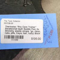 "Pro Core Trainer" Swallowtail Quilt Saddle Pad, 2x Stretchy elastic straps *gc, clean, rubs, pills, frays, hair, fuzzy
